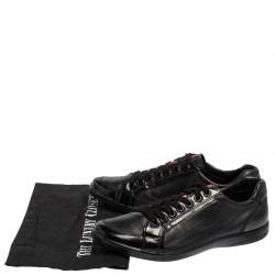 Prada Sport Black Leather And Patent Lace Up Sneakers Size 41