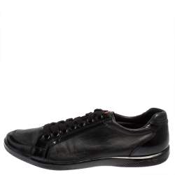 Prada Sport Black Leather And Patent Lace Up Sneakers Size 41