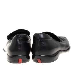 Prada Sports Black Leather Slip On Loafers Size 43