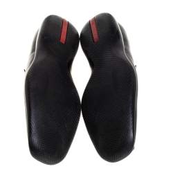 Prada Sports Black Leather Slip On Loafers Size 43