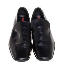 Prada Sports Black Leather Slip On Loafers Size 43
