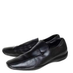 Prada Sports Black Leather Slip On Loafers Size 43
