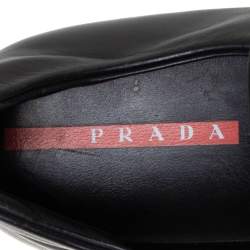Prada Sports Black Leather Slip On Loafers Size 43