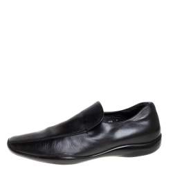 Prada Sports Black Leather Slip On Loafers Size 43