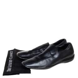 Prada Sports Black Leather Slip On Loafers Size 43