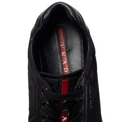 Pre Owned Prada Sport Black Nylon And Leather Low Top Sneakers Size 40.5
