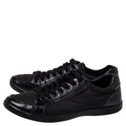 Pre Owned Prada Sport Black Nylon And Leather Low Top Sneakers Size 40.5