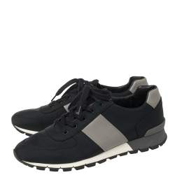 Pre Owned Prada Sport Navy Blue Match Race Fabric and Leather Low Top Sneakers Size 43