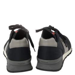 Pre Owned Prada Sport Navy Blue Match Race Fabric and Leather Low Top Sneakers Size 43