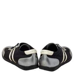 Pre Owned Prada Sport Black/Silver Nylon And Leather Low Top Sneakers Size 42