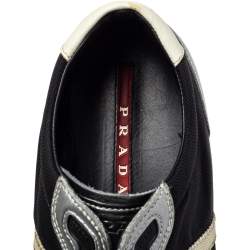 Pre Owned Prada Sport Black/Silver Nylon And Leather Low Top Sneakers Size 42