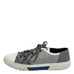 Pre Owned Prada Sport White/Grey Nylon Knit And Rubber Lace Up Sneakers Size 45.5