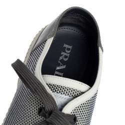 Pre Owned Prada Sport White/Grey Nylon Knit And Rubber Lace Up Sneakers Size 45.5