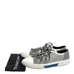 Pre Owned Prada Sport White/Grey Nylon Knit And Rubber Lace Up Sneakers Size 45.5