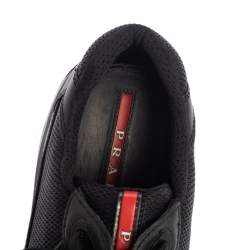 Pre Owned Prada Sport Black Leather And Mesh Lace Up Sneakers Size 43.5