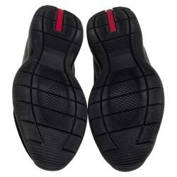 Pre Owned Prada Sport Black Mesh And Leather Low Top Sneakers Size 44