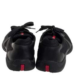 Pre Owned Prada Sport Black Mesh And Leather Low Top Sneakers Size 44