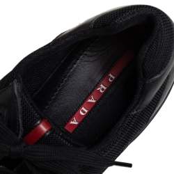 Pre Owned Prada Sport Black Mesh And Leather Low Top Sneakers Size 44