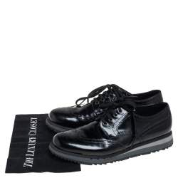 Pre Owned Prada Sport Black Brogue Leather Lace Up Derby Size 44