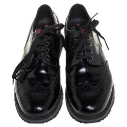 Pre Owned Prada Sport Black Brogue Leather Lace Up Derby Size 44