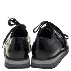 Pre Owned Prada Sport Black Brogue Leather Lace Up Derby Size 44