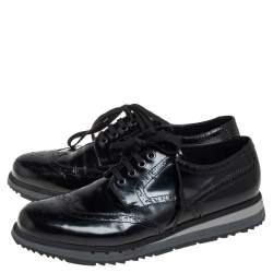 Pre Owned Prada Sport Black Brogue Leather Lace Up Derby Size 44