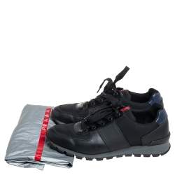 Pre Owned Prada Sport Black Nylon And Leather Low Top Sneakers Size 41.5