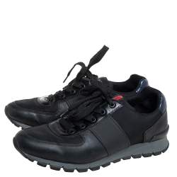 Pre Owned Prada Sport Black Nylon And Leather Low Top Sneakers Size 41.5