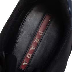 Pre Owned Prada Sport Black Nylon And Leather Low Top Sneakers Size 41.5