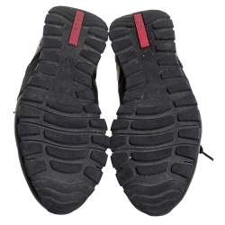 Pre Owned Prada Sport Black Nylon And Leather Low Top Sneakers Size 41.5