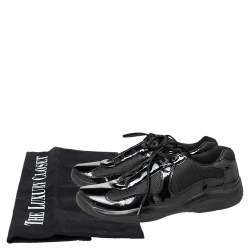 Pre Owned Prada Sport Black Patent Leather And Mesh Low Top Sneakers Size 43