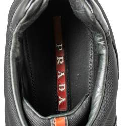 Prada Sport Black Canvas And Leather Low Top Sneakers Size 42