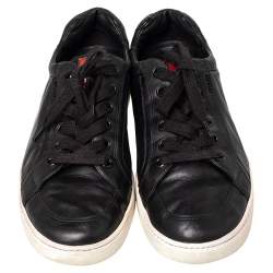 مملوكة مسبقًا Prada Sport Black Leather Low Top Sneakers Size 44.5