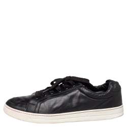 مملوكة مسبقًا Prada Sport Black Leather Low Top Sneakers Size 44.5