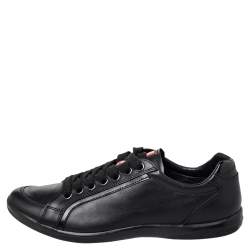 Prada Sport Black Leather Low Top Sneakers Size 40