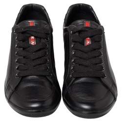 Prada Sport Black Leather Low Top Sneakers Size 40