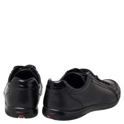 Prada Sport Black Leather Low Top Sneakers Size 40