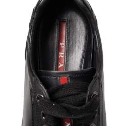 Prada Sport Black Leather Low Top Sneakers Size 40