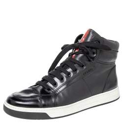 Ouderling een beetje code Prada Sport Black Leather High Top Sneakers Size 42 Prada Sport | TLC