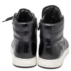 Pre Owned Prada Sport Black Leather High Top Sneakers Size 42
