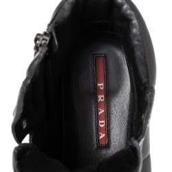 Pre Owned Prada Sport Black Leather High Top Sneakers Size 42