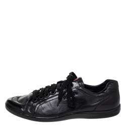 مملوكة مسبقًا Prada Sport Black Leather Low Top Sneakers Size 44