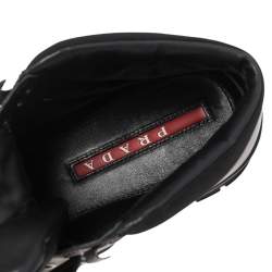 Pre Owned Prada Sport Dark Brown Leather High Top Sneakers Size 42.5