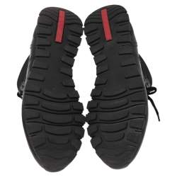 Pre Owned Prada Sport Dark Brown Leather High Top Sneakers Size 42.5