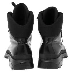 Pre Owned Prada Sport Black Leather Combat Boots Size 43.5