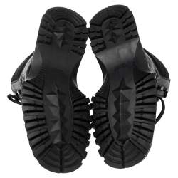 Pre Owned Prada Sport Black Leather Combat Boots Size 43.5