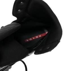 Pre Owned Prada Sport Black Leather Combat Boots Size 43.5