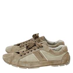 Prada Sport Grey Suede And Nylon Low Top Sneakers Size 43