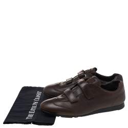 Pre Owned Prada Sport Brown Leather Double Velcro Low Top Sneakers Size 42