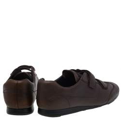 Pre Owned Prada Sport Brown Leather Double Velcro Low Top Sneakers Size 42